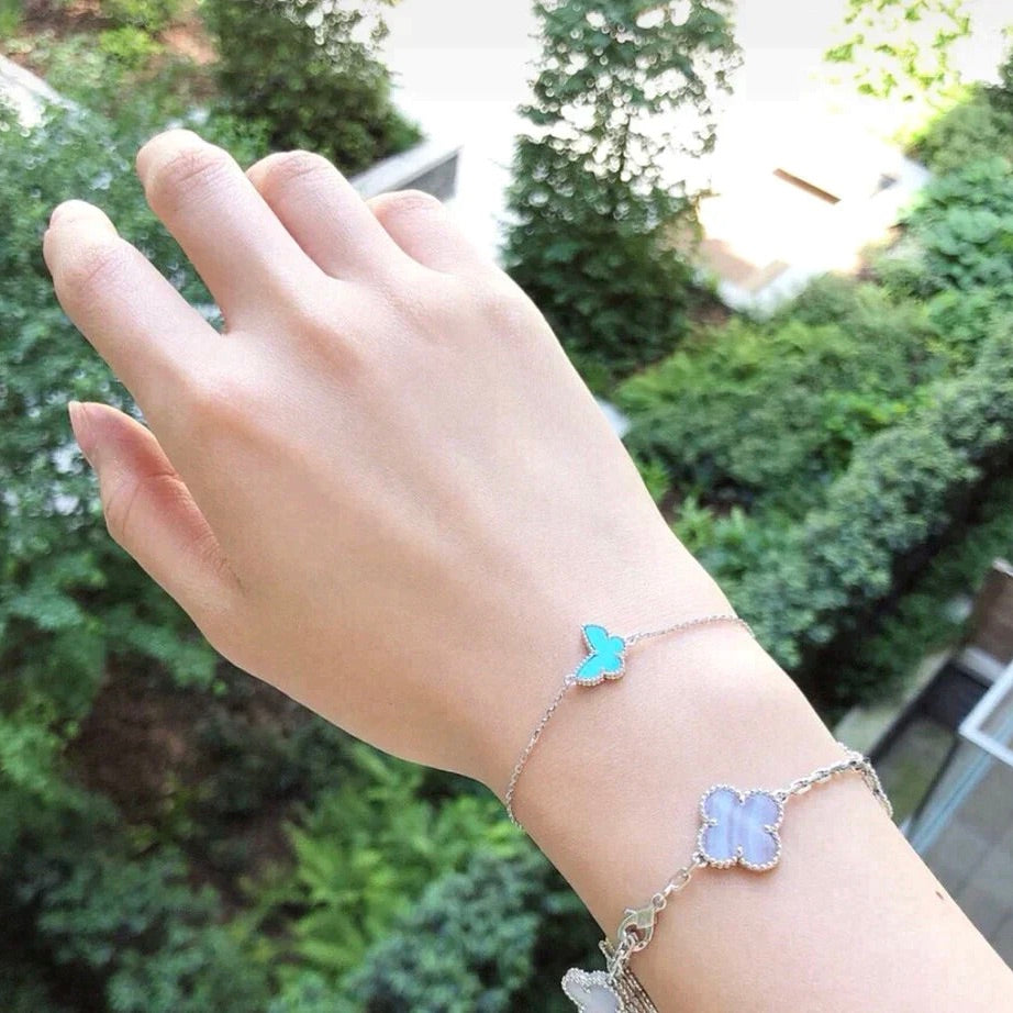 [CharmAmor]BUTTERFLY TURQUOISE BUTTERFLY BRACELET SILVER