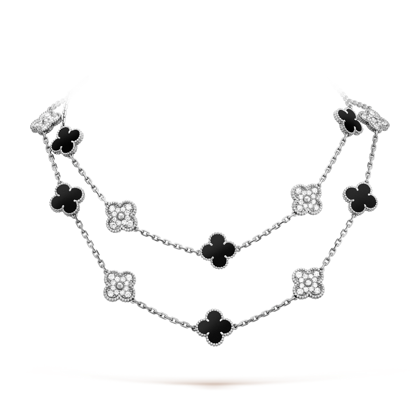 [CharmAmor]CLOVER 20 MOTIFS ONYX DIAMOND SILVER