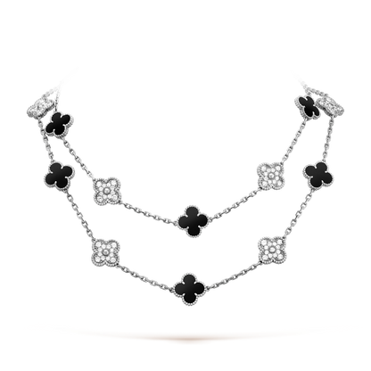 [CharmAmor]CLOVER 20 MOTIFS ONYX DIAMOND SILVER