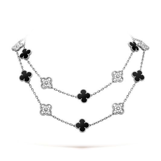 [CharmAmor]CLOVER 20 MOTIFS ONYX DIAMOND SILVER