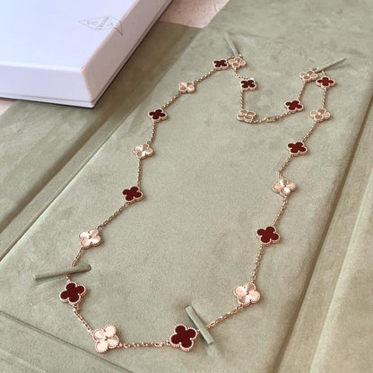 [CharmAmor]CLOVER 20 MOTIFS LASER CARNELIAN NECKLACE