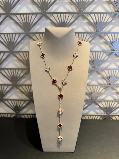 [CharmAmor]CLOVER 20 MOTIFS LASER CARNELIAN NECKLACE