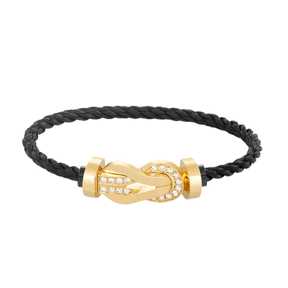 [CharmAmor]CHANCE LARGE 8 FIGURE BUCKLE HALF DIAMOND BRACELET GOLD