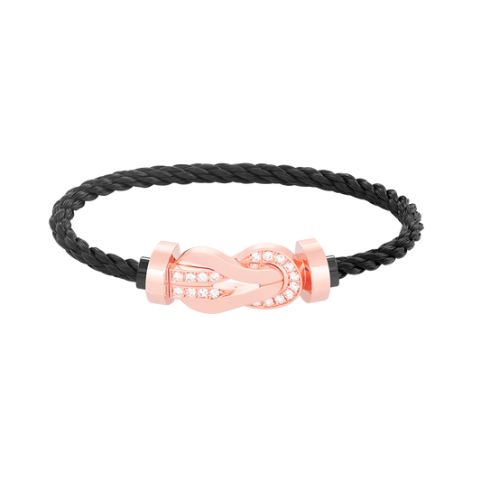 [CharmAmor]CHANCE LARGE 8 FIGURE BUCKLE HALF DIAMOND BRACELET ROSE GOLD