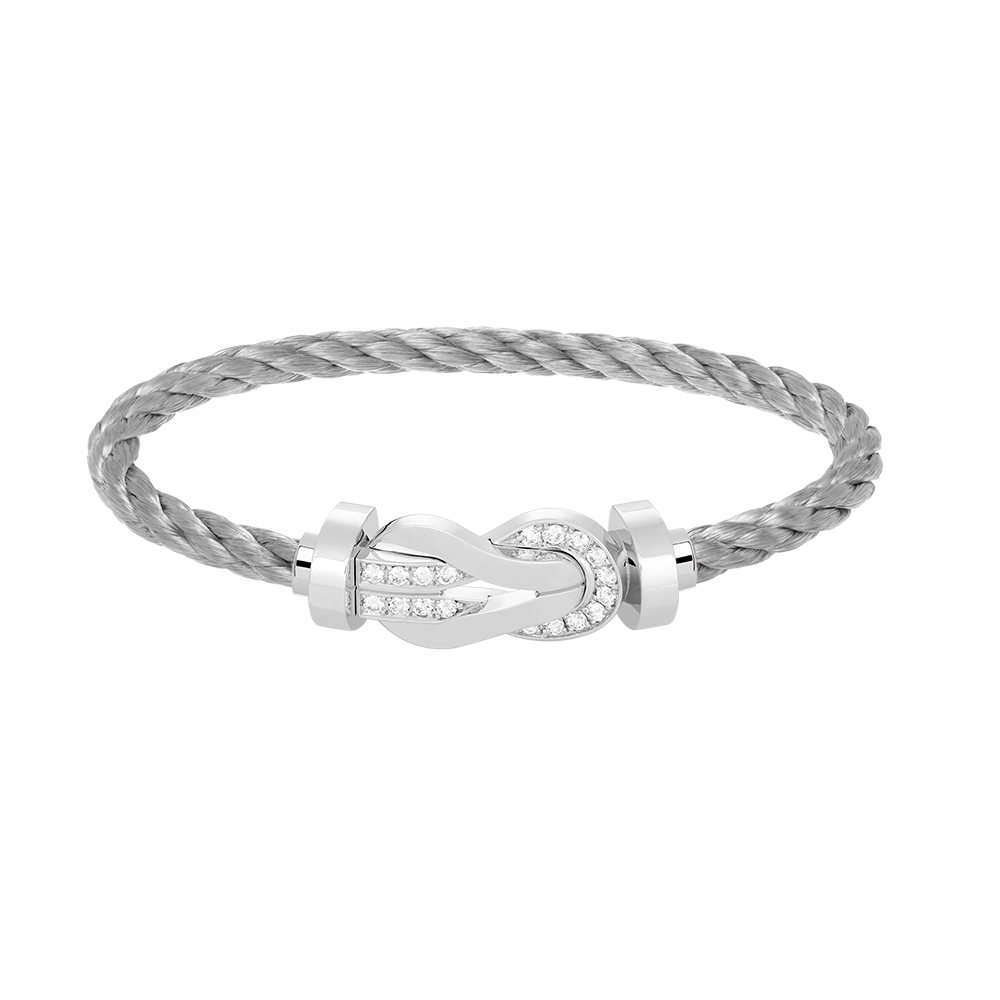 [CharmAmor]CHANCE LARGE 8 FIGURE BUCKLE HALF DIAMOND BRACELET SILVER