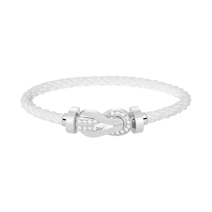[CharmAmor]CHANCE LARGE 8 FIGURE BUCKLE HALF DIAMOND BRACELET SILVER