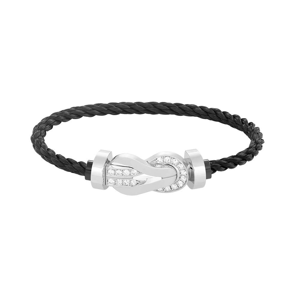 [CharmAmor]CHANCE LARGE 8 FIGURE BUCKLE HALF DIAMOND BRACELET SILVER