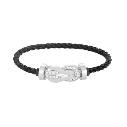 [CharmAmor]CHANCE LARGE 8 FIGURE BUCKLE HALF DIAMOND BRACELET SILVER