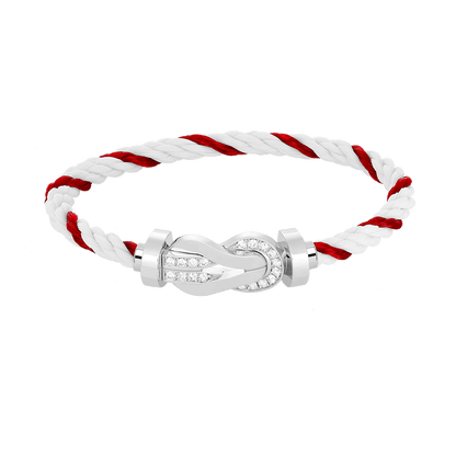 [CharmAmor]CHANCE LARGE 8 FIGURE BUCKLE HALF DIAMOND BRACELET SILVER