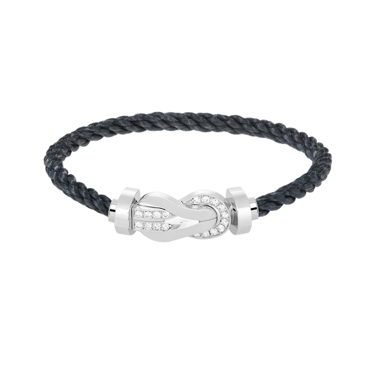 [CharmAmor]CHANCE LARGE 8 FIGURE BUCKLE HALF DIAMOND BRACELET SILVER
