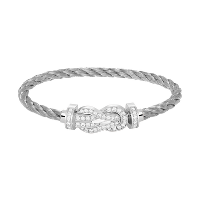 [CharmAmor]CHANCE LARGE 8 FIGURE BUCKLE FULL DIAMOND BRACELET SILVER