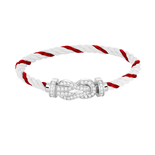 [CharmAmor]CHANCE LARGE 8 FIGURE BUCKLE FULL DIAMOND BRACELET SILVER