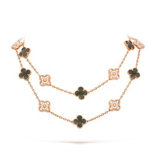 [CharmAmor]CLOVER 20 MOTIFS DARK MOP DIAMOND  NECKLACE