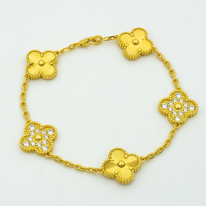 [CharmAmor]CLOVER BRACELET 5 MOTIFS GOLD DIAMOND