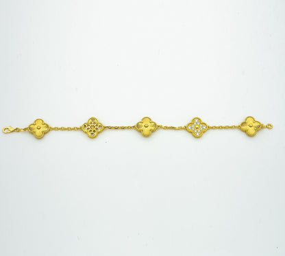 [CharmAmor]CLOVER BRACELET 5 MOTIFS GOLD DIAMOND