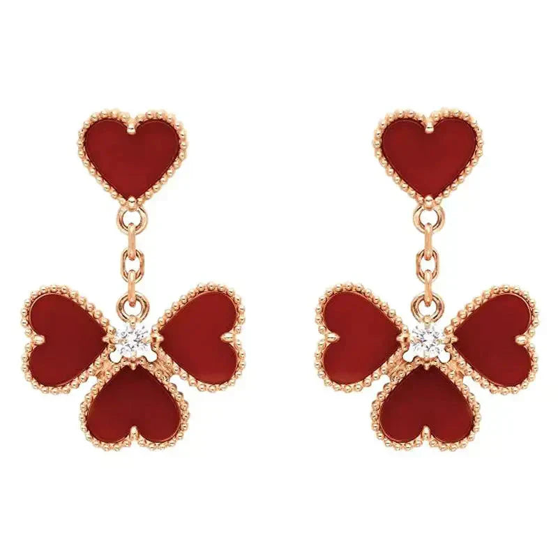 [CharmAmor]SWEET CLOVER CARNELIAN EARRINGS