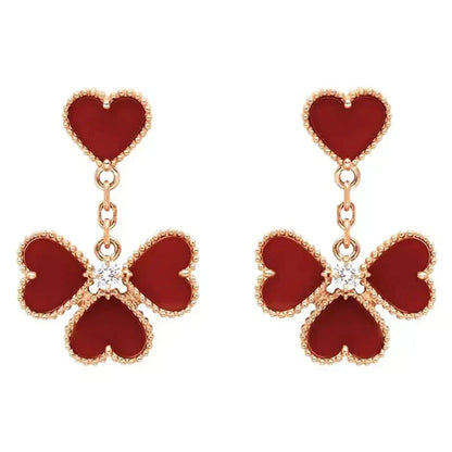 [CharmAmor]SWEET CLOVER CARNELIAN EARRINGS