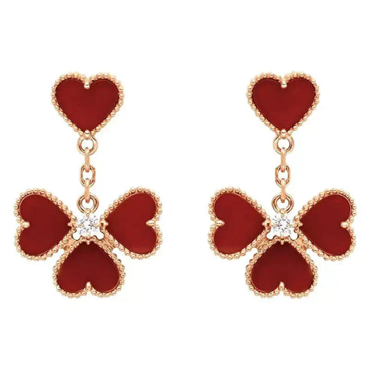 [CharmAmor]SWEET CLOVER CARNELIAN EARRINGS