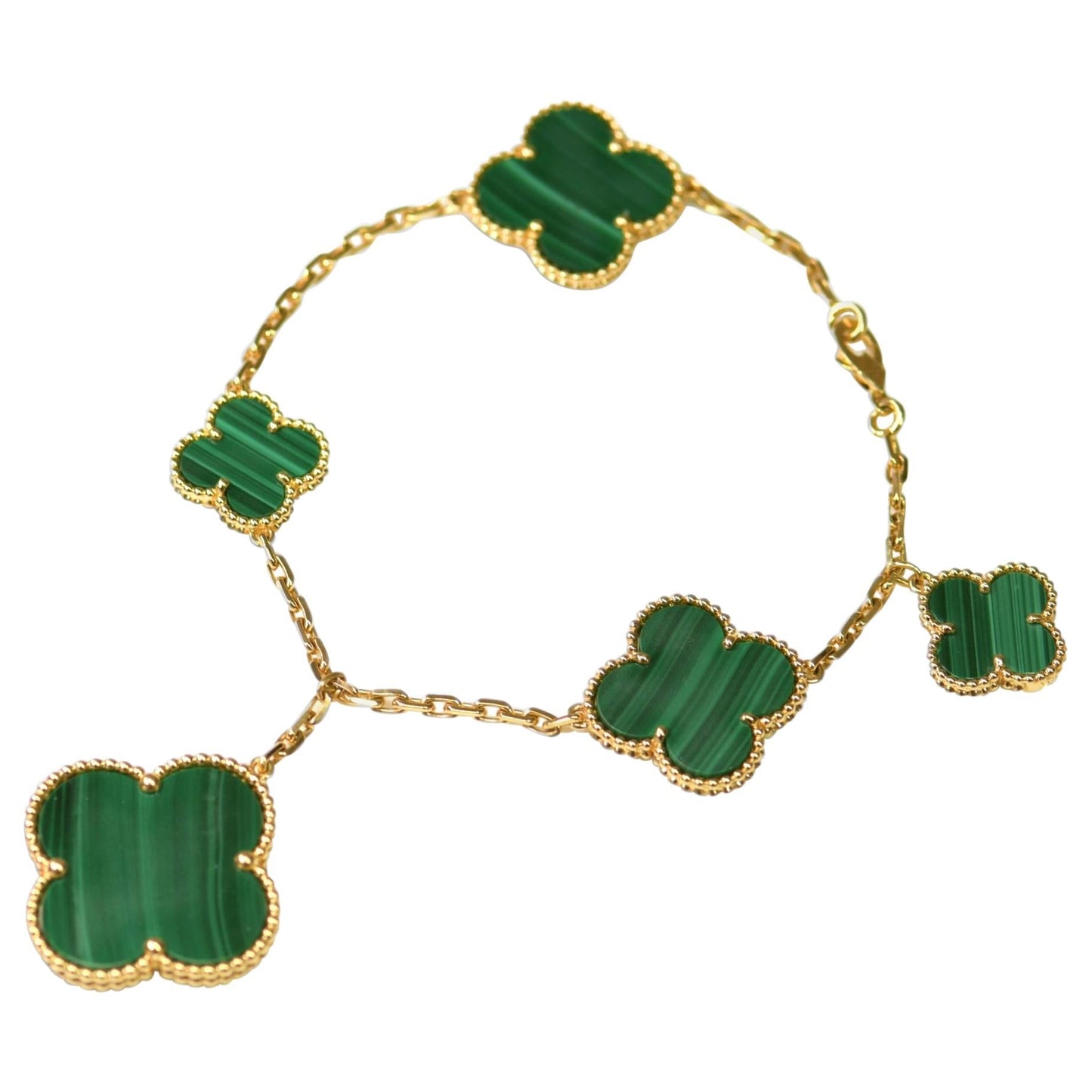 [CharmAmor]MAGIC CLOVER MALACHITE GOLD BRACELET 5 MOTIFS