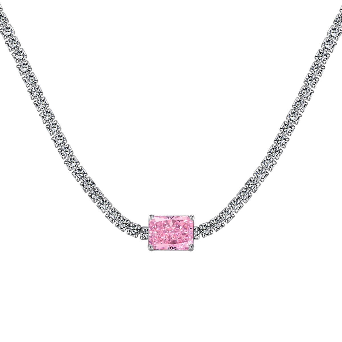 [CharmAmor]2.0 carat Ornate Emerald Cut Necklace