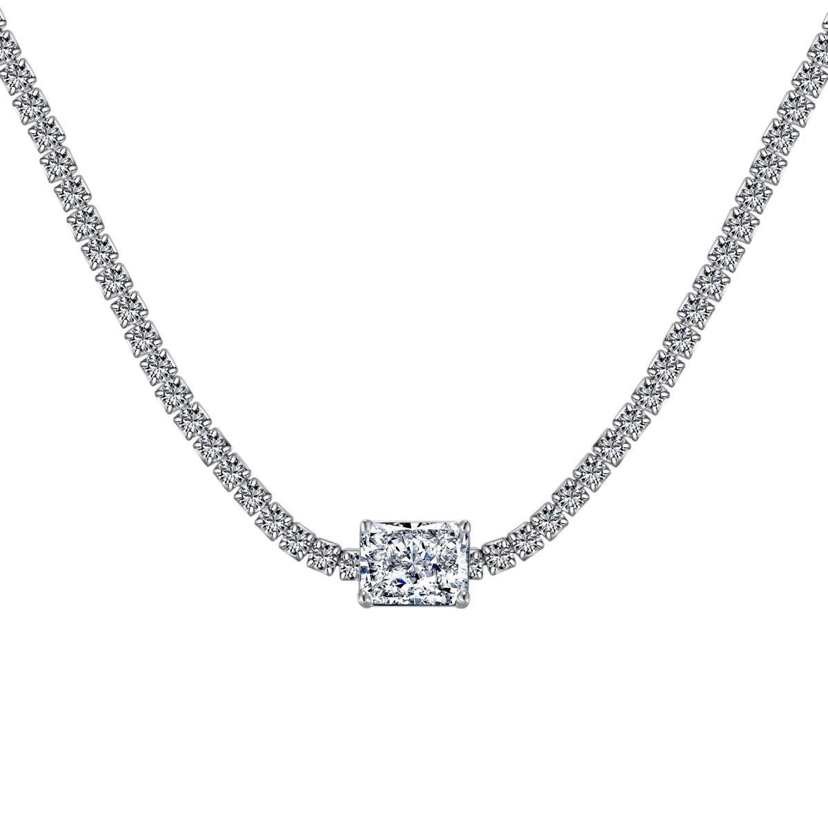 [CharmAmor]2.0 carat Ornate Emerald Cut Necklace