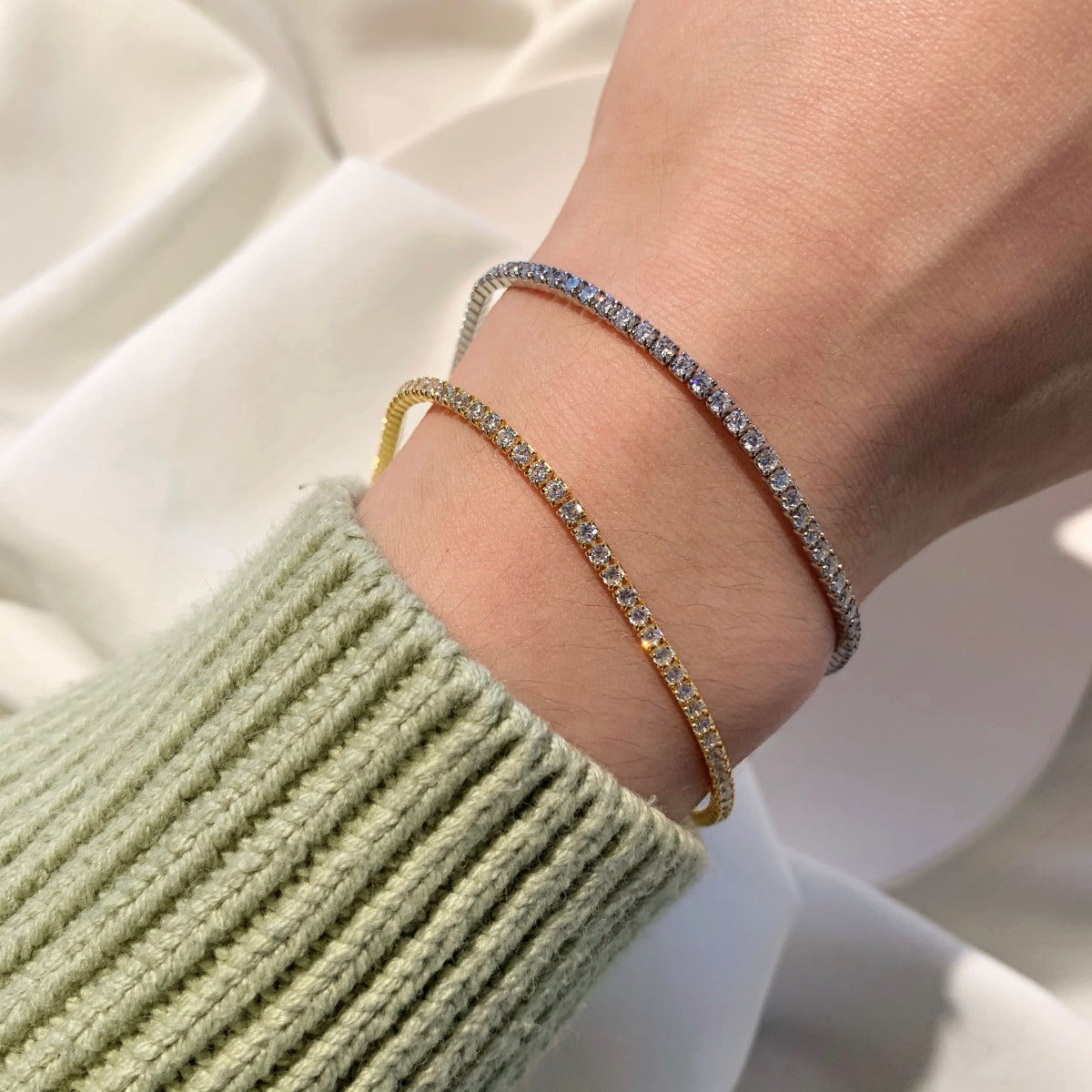 [CharmAmor]Radiant Shinning Princess Cut Tennis Bracelet