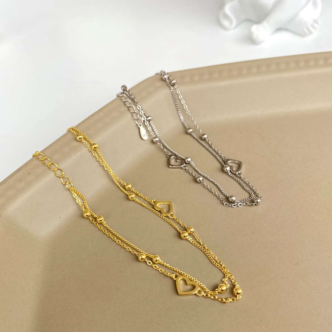 [CharmAmor]Dainty Double Layer Love Heart Bracelet