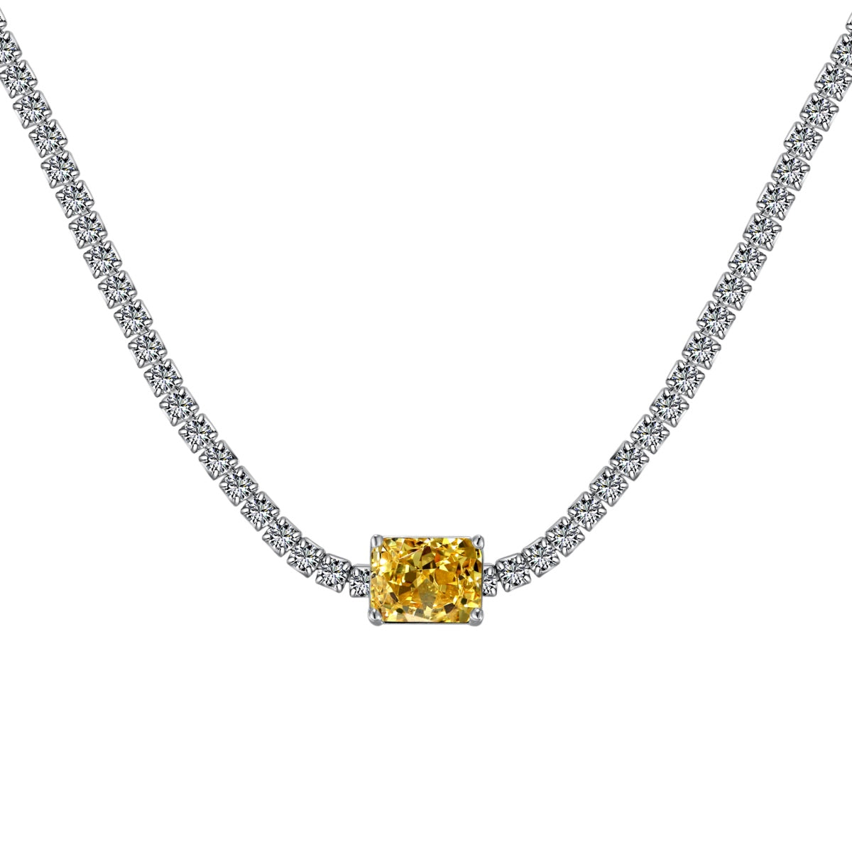 [CharmAmor]2.0 carat Ornate Emerald Cut Necklace