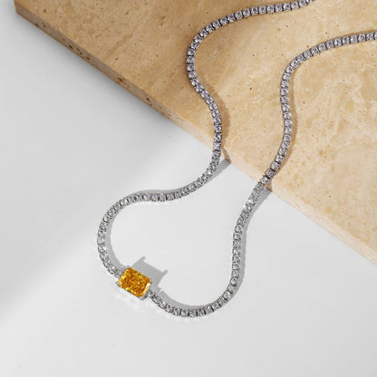 [CharmAmor]2.0 carat Ornate Emerald Cut Necklace