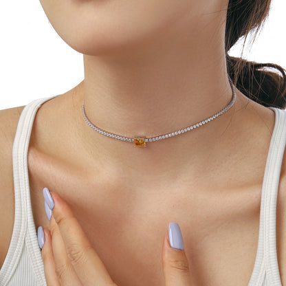 [CharmAmor]2.0 carat Ornate Emerald Cut Necklace
