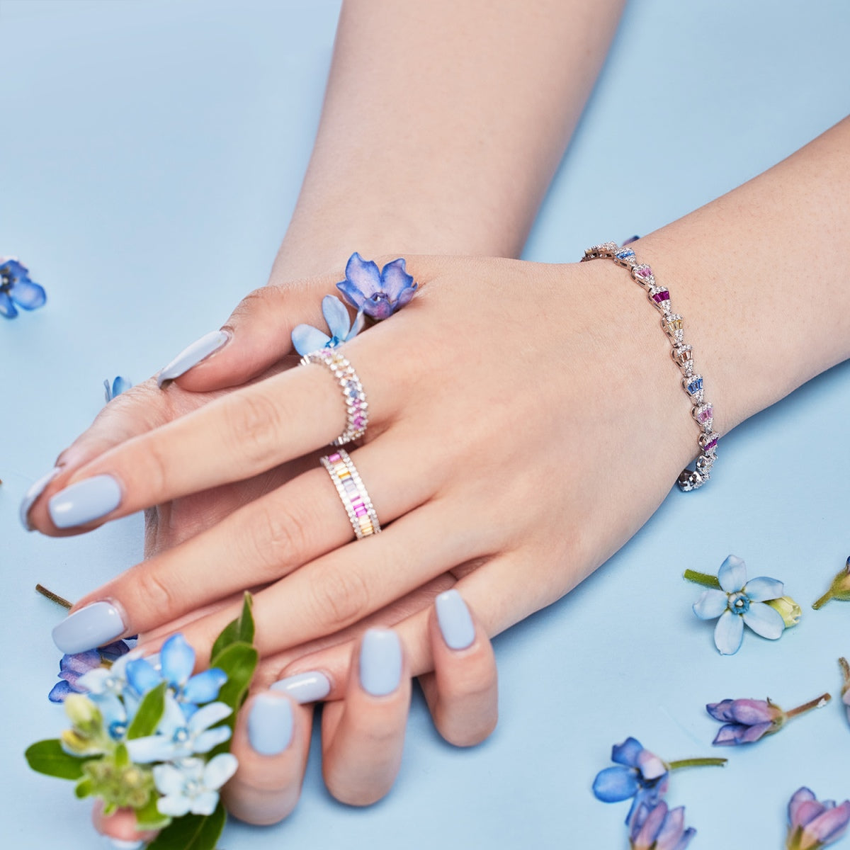 [CharmAmor]Dainty Kaleidoscopic Emerald Cut Daily Ring