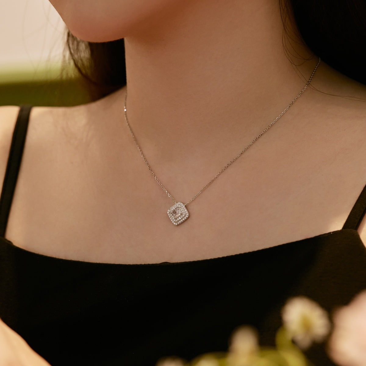 [CharmAmor]Sparkling Asscher Cut Necklace