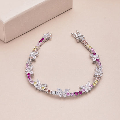 [CharmAmor]Ornate Colorful Butterfly Shape Round Cut Daily Bracelet