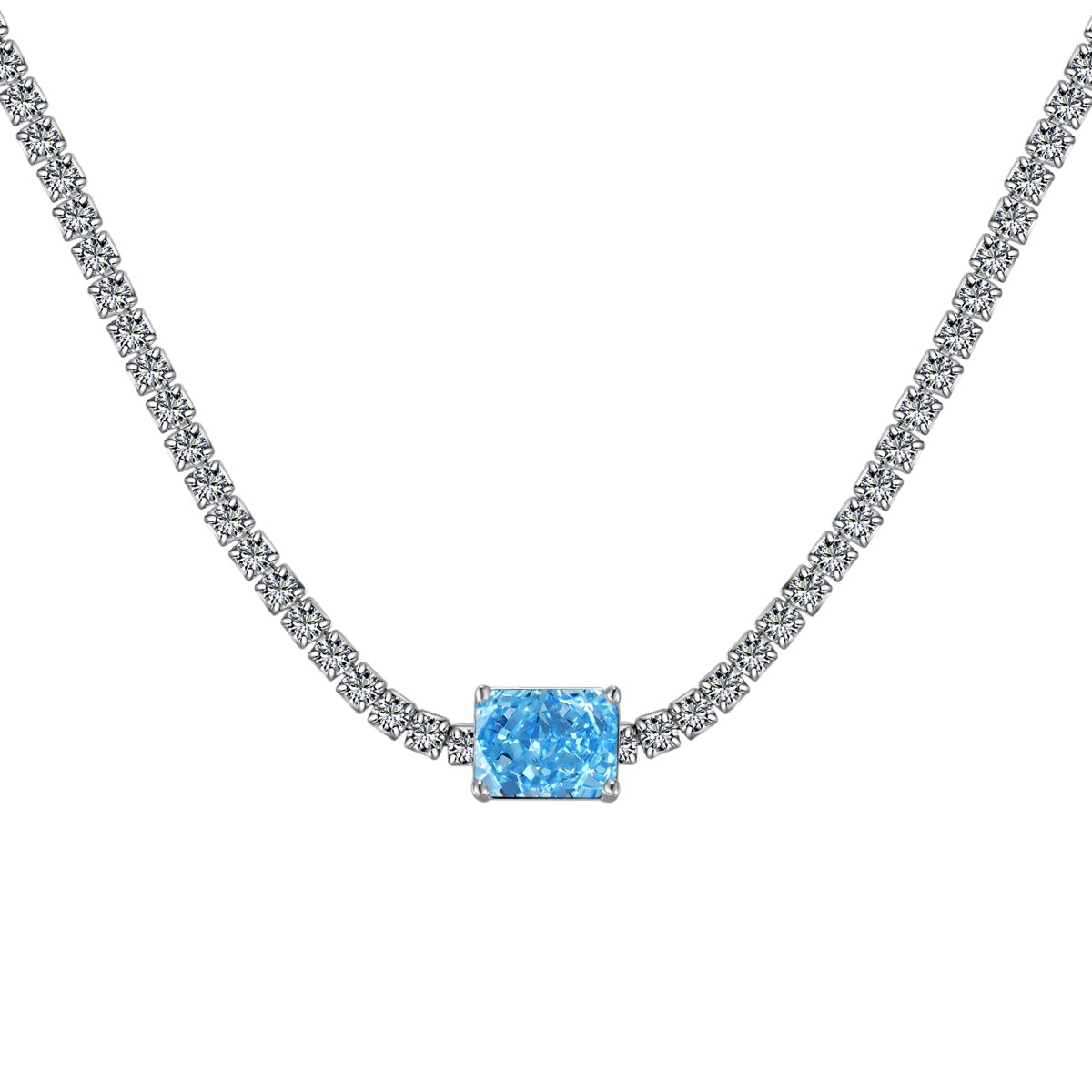 [CharmAmor]2.0 carat Ornate Emerald Cut Necklace