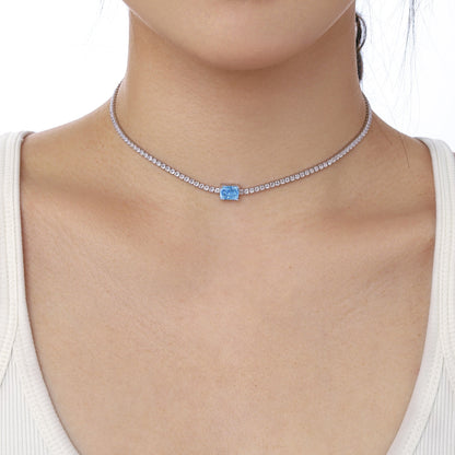 [CharmAmor]2.0 carat Ornate Emerald Cut Necklace