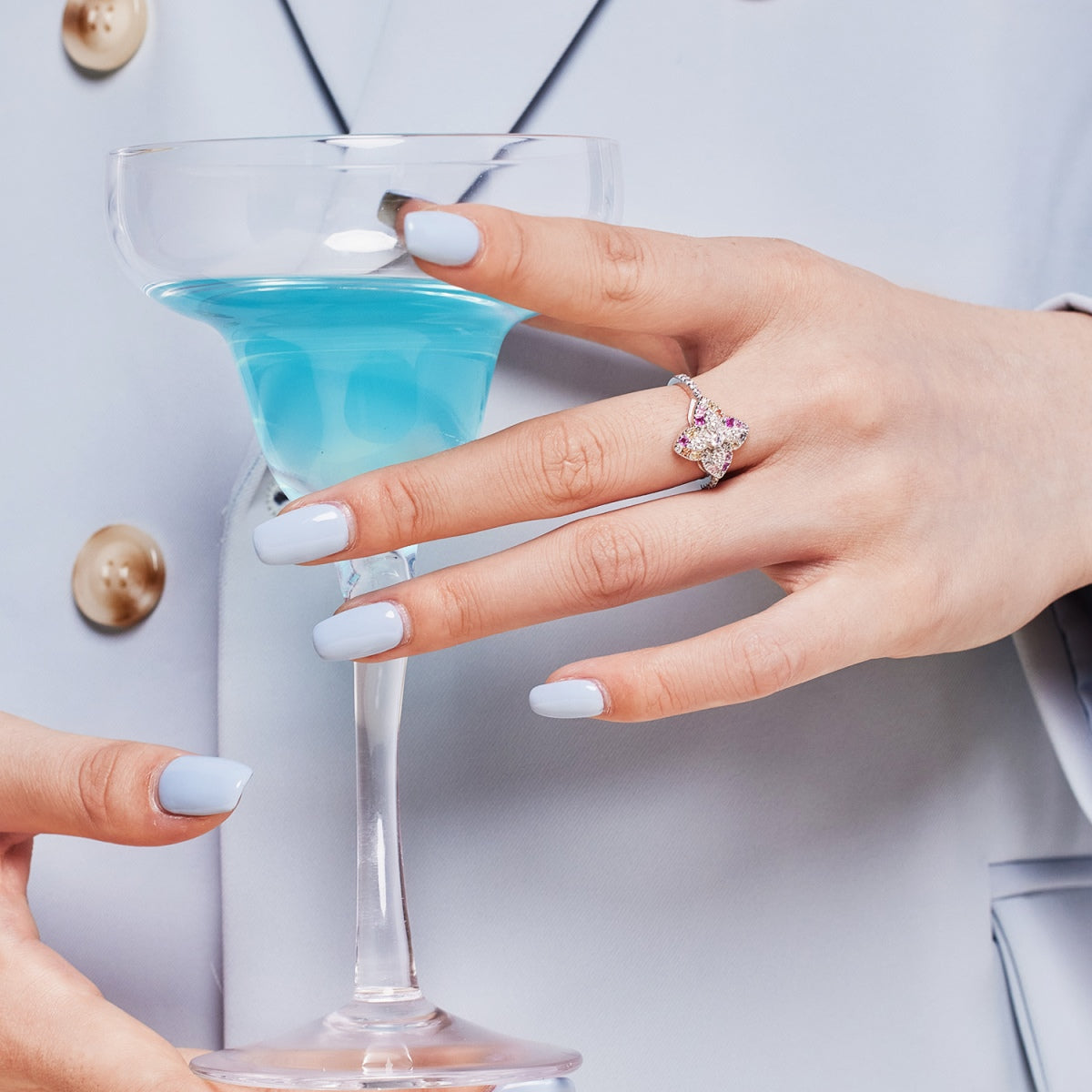 [CharmAmor]Luxurious Colorful Flower Shape Banquet Ring