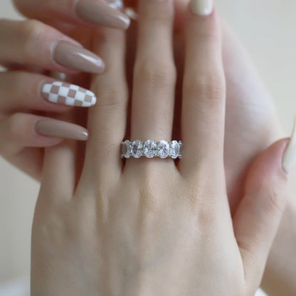 [CharmAmor]Dainty Elongated Cushion Cut Tennis Ring