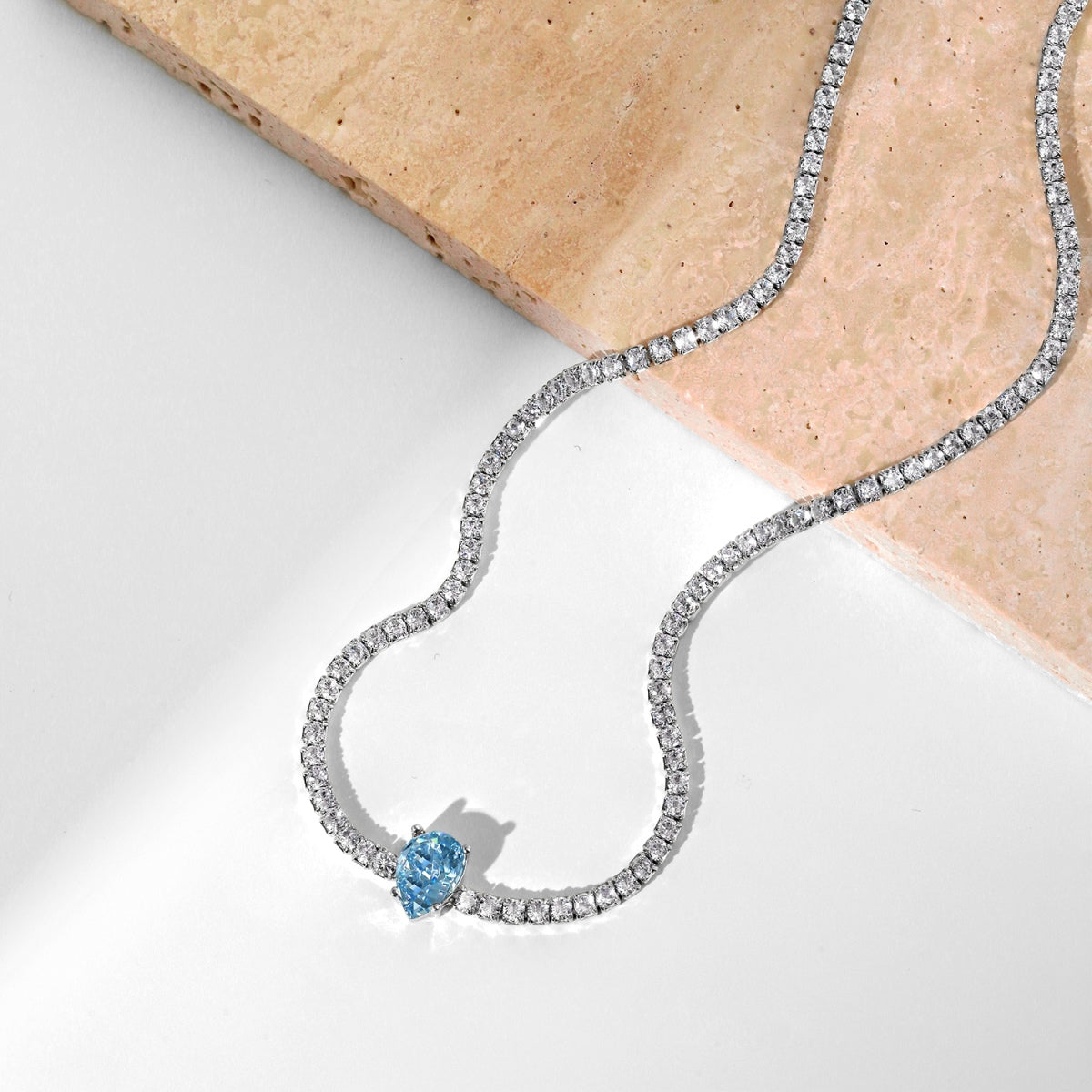 [CharmAmor]1.0 carat Unique Pear Cut Tennis Necklace