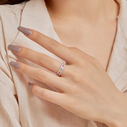[CharmAmor]Delicate Colorful Round Cut Daily Ring