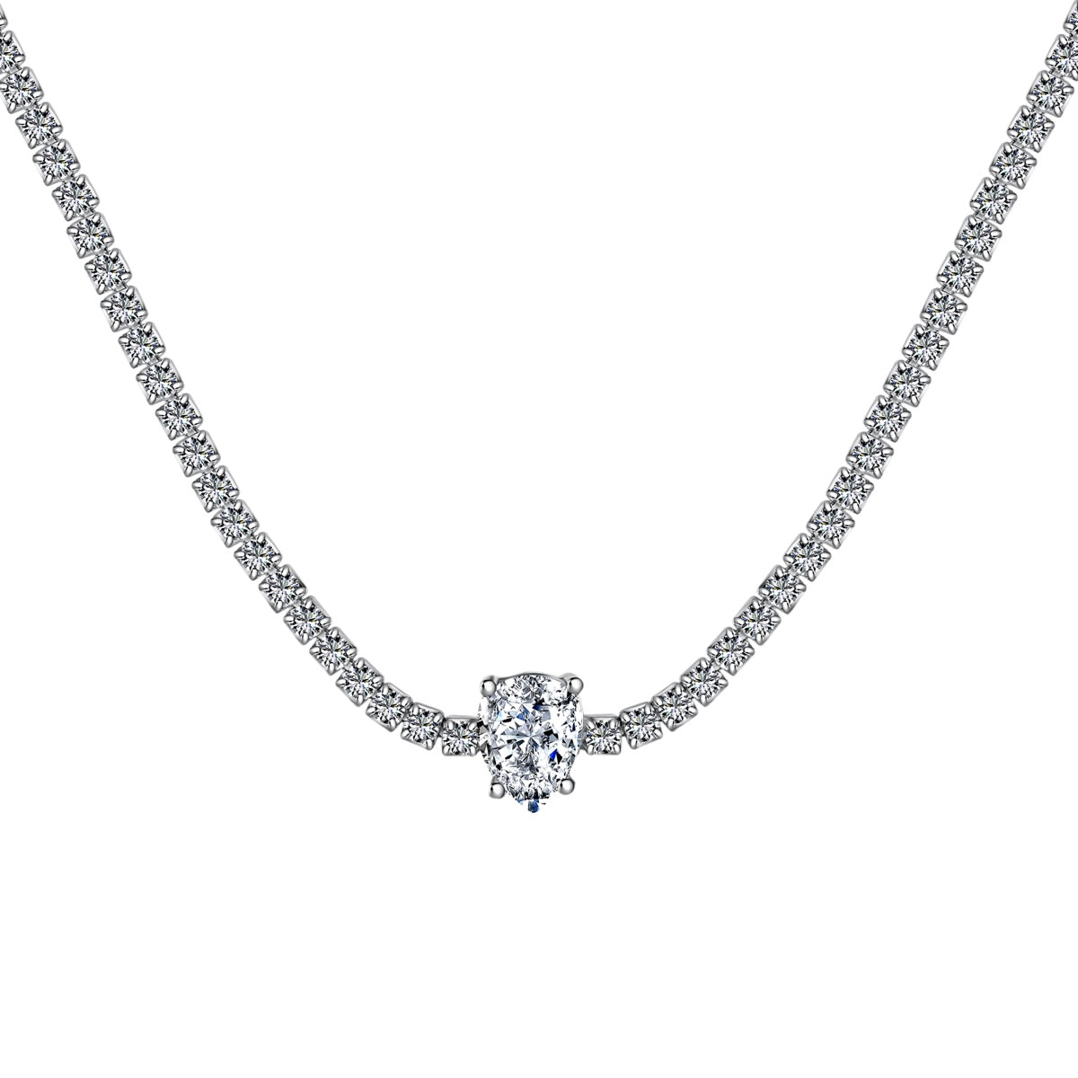 [CharmAmor]1.0 carat Unique Pear Cut Tennis Necklace