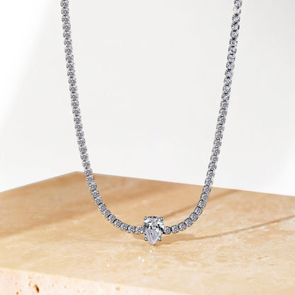 [CharmAmor]1.0 carat Unique Pear Cut Tennis Necklace