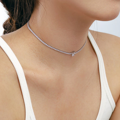 [CharmAmor]1.0 carat Unique Pear Cut Tennis Necklace