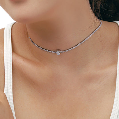 [CharmAmor]1.0 carat Unique Pear Cut Tennis Necklace