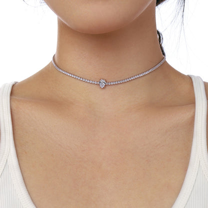[CharmAmor]1.0 carat Unique Pear Cut Tennis Necklace