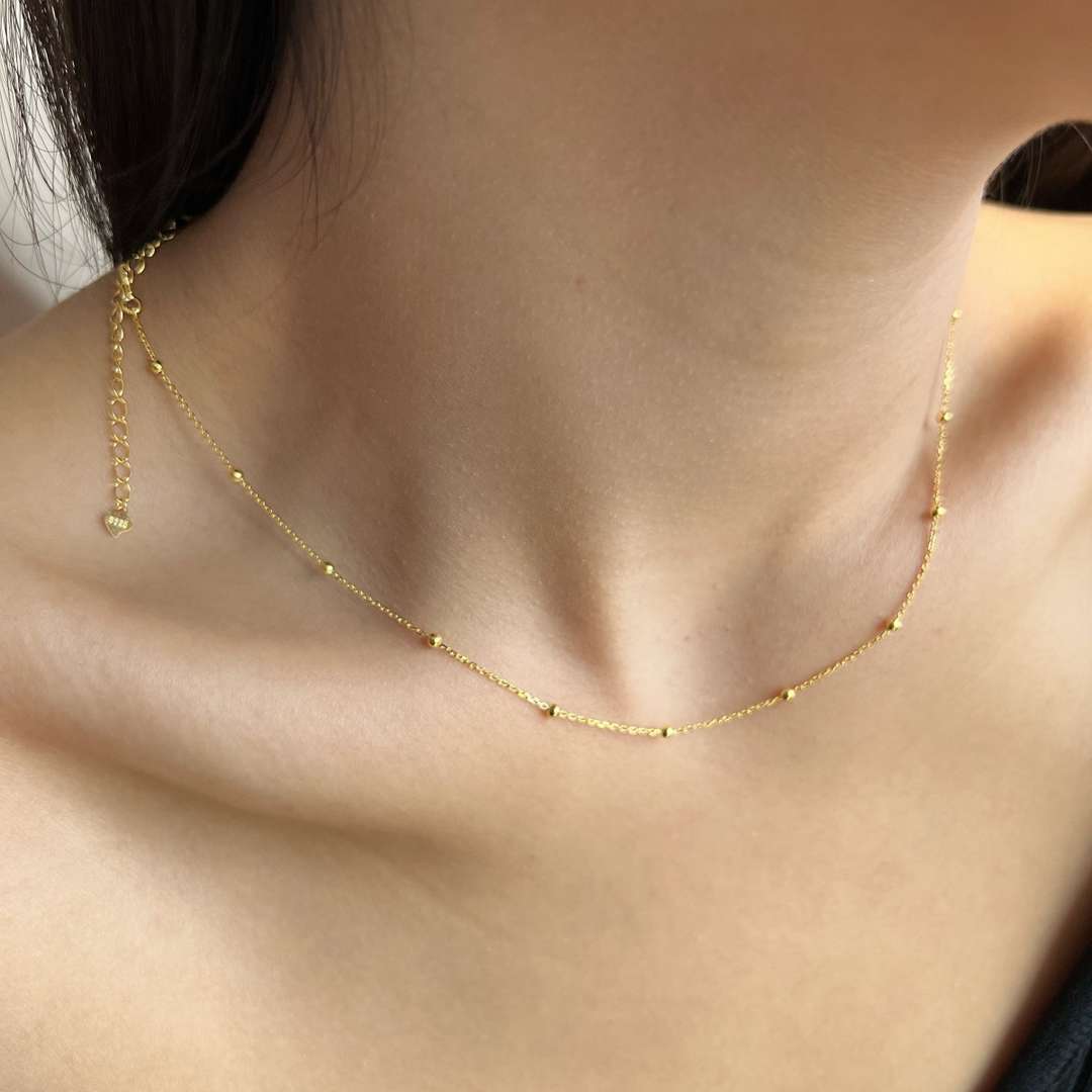 [CharmAmor]Small Bead Clavicle Chain Simple Necklace