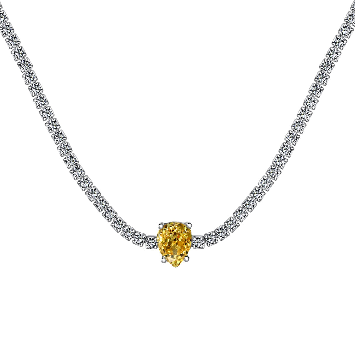 [CharmAmor]1.0 carat Unique Pear Cut Tennis Necklace