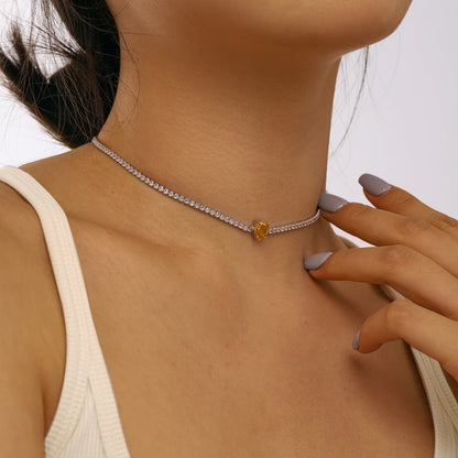 [CharmAmor]1.0 carat Unique Pear Cut Tennis Necklace