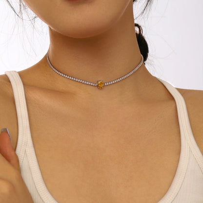 [CharmAmor]1.0 carat Unique Pear Cut Tennis Necklace