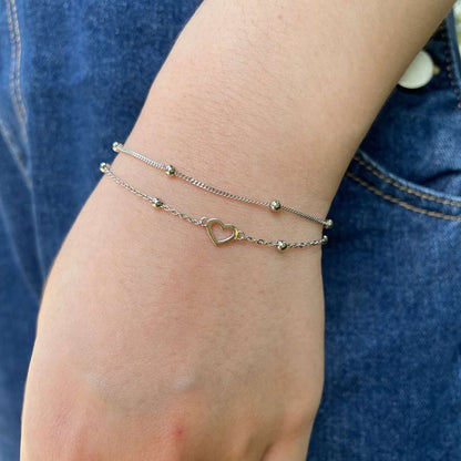 [CharmAmor]Dainty Double Layer Love Heart Bracelet