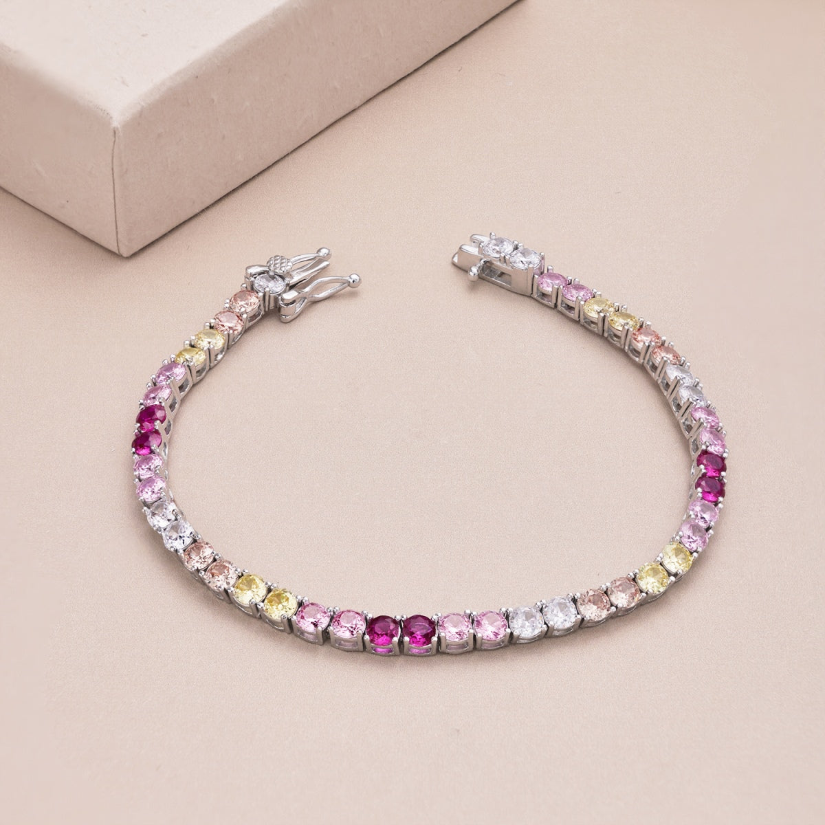 [CharmAmor]Radiant Colorful Round Cut Tennis Bracelet